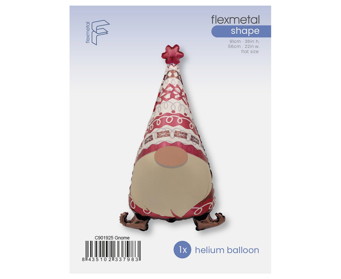 Christmas Gnome Foil Balloon, FX, 90x48 cm