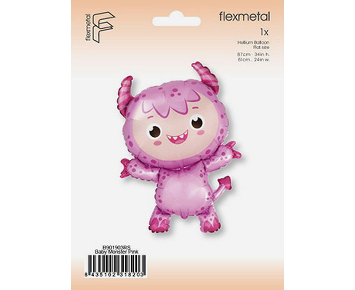 Foil balloon Little Monster (pink), FX, 86x60cm EOL