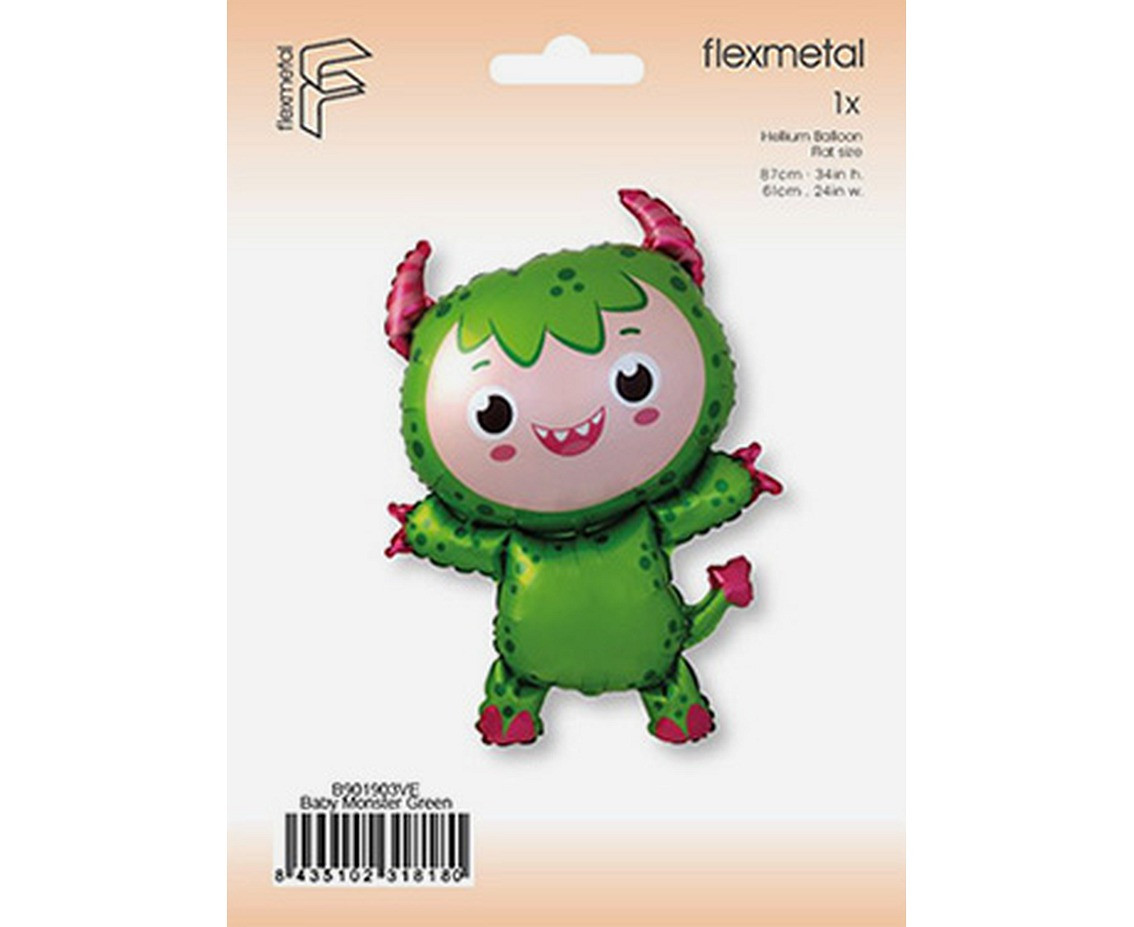 Foil balloon Little Monster (green), FX, 86x60cm EOL