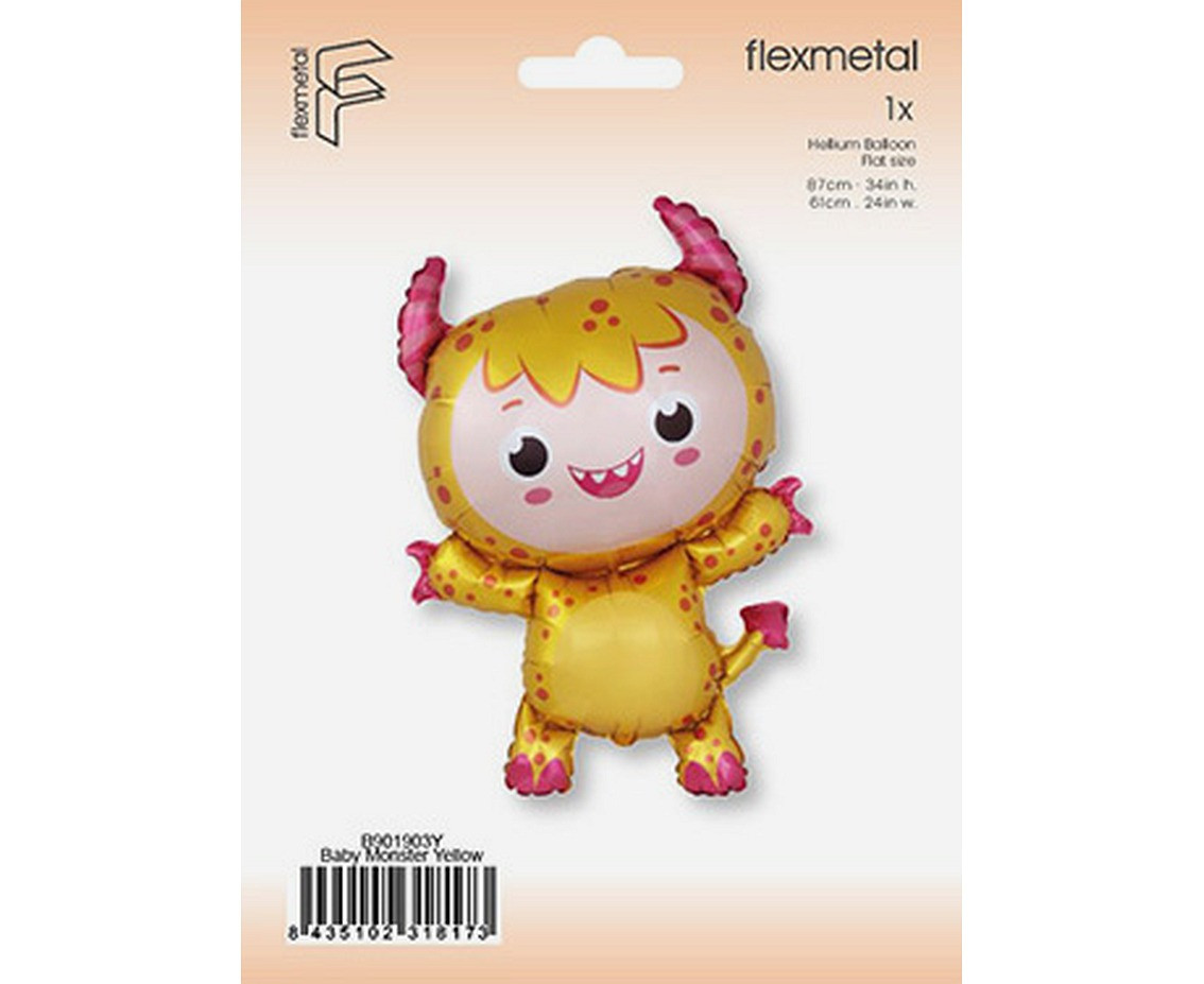 Foil balloon Little Monster (yellow), FX, 86x60cm