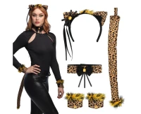 Set cute Leopard (Diadem, choker, 2 bracelets, tail)