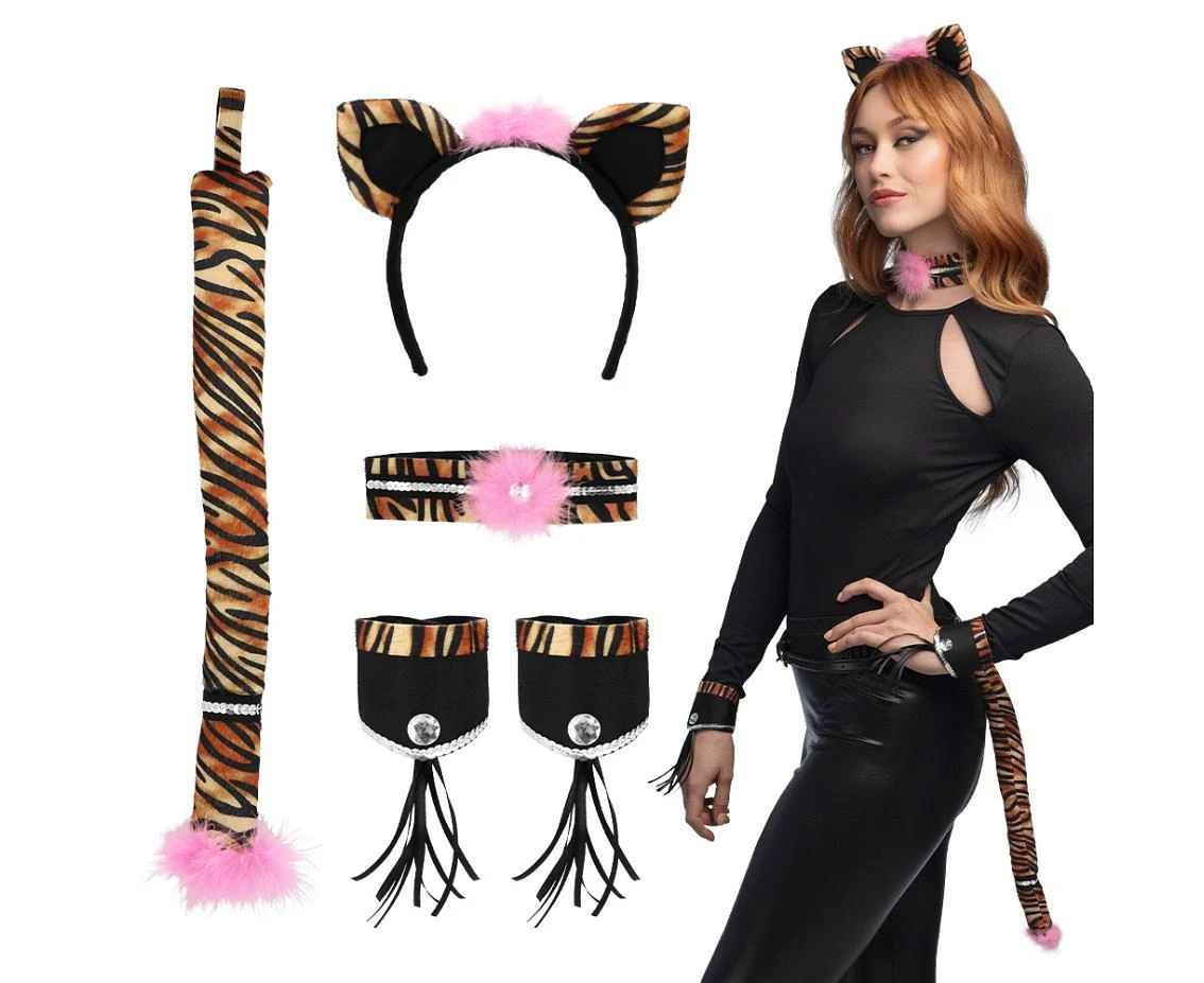 Set Sweet Leopard (Diadem, choker, 2 bracelets, tail)