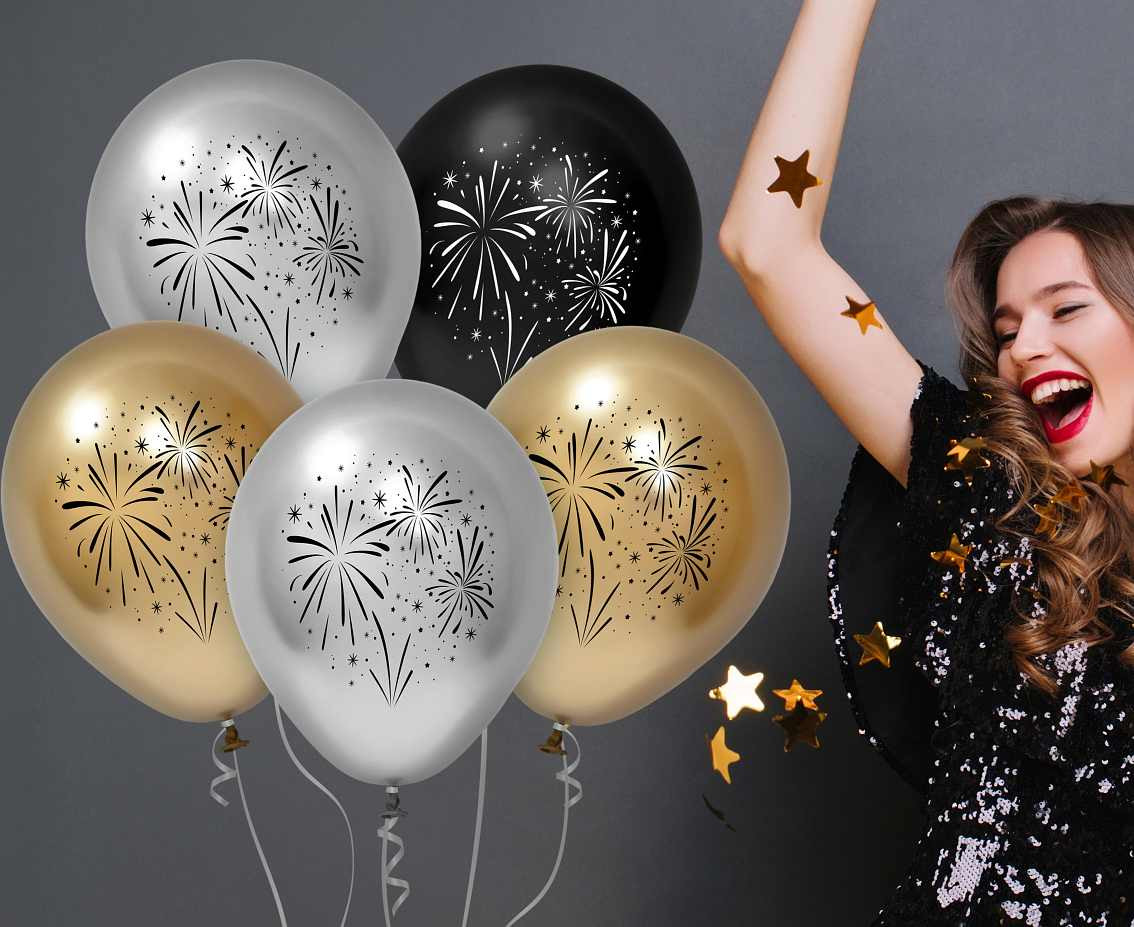 Balloons B&C 12", fireworks, 5pcs