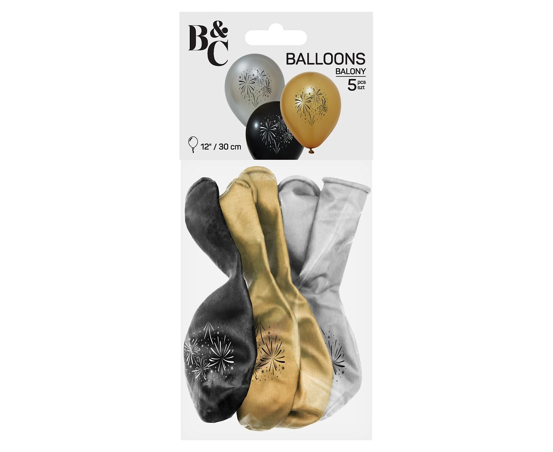 Balloons B&C 12", fireworks, 5pcs