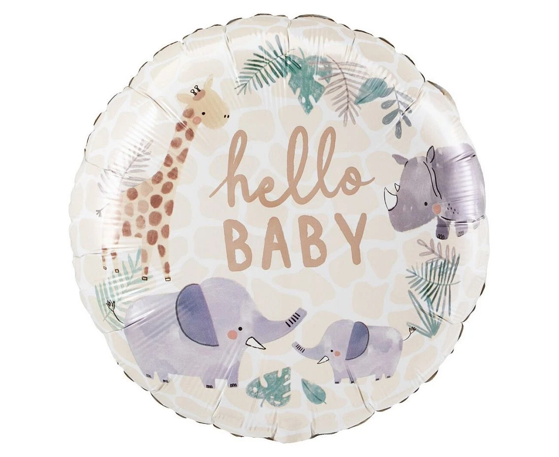 Foil balloon round 18'' Soft Jungle baby EOL