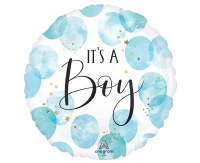 Foil balloon round 18" CIR- Baby blue watercolor EOL