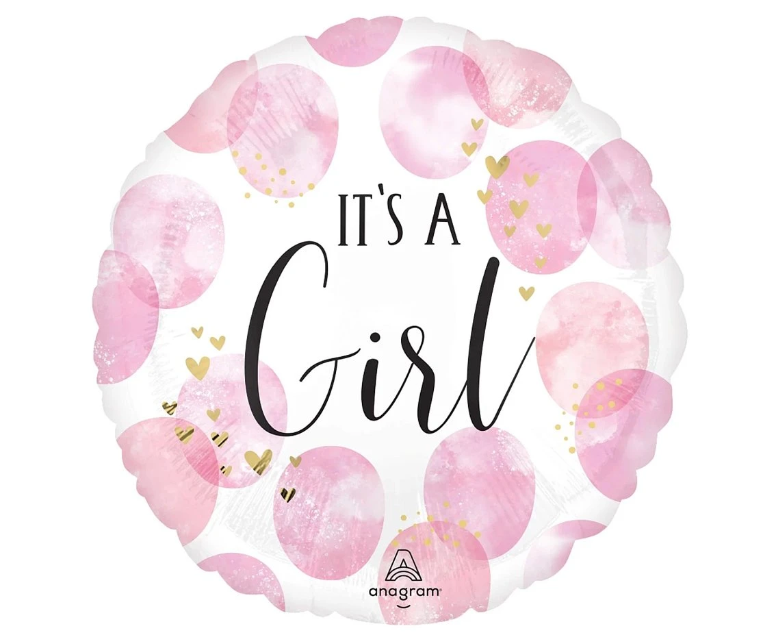 Foil balloon round 18" CIR- Baby pink watercolor EOL