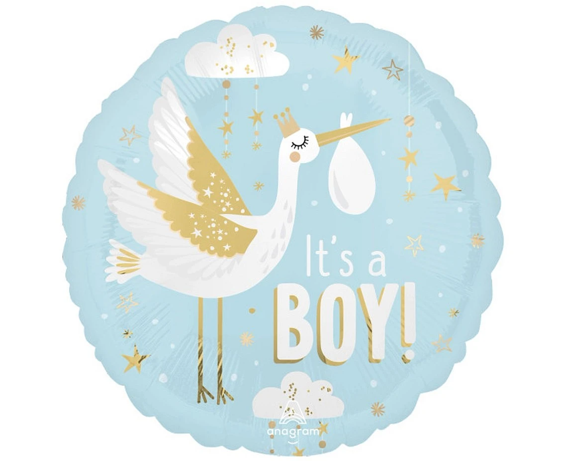 Foil balloon round 18" CIR-  Special delivery baby boy EOL