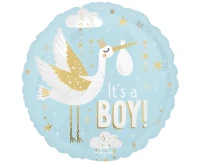 Foil balloon round 18" CIR-  Special delivery baby boy EOL