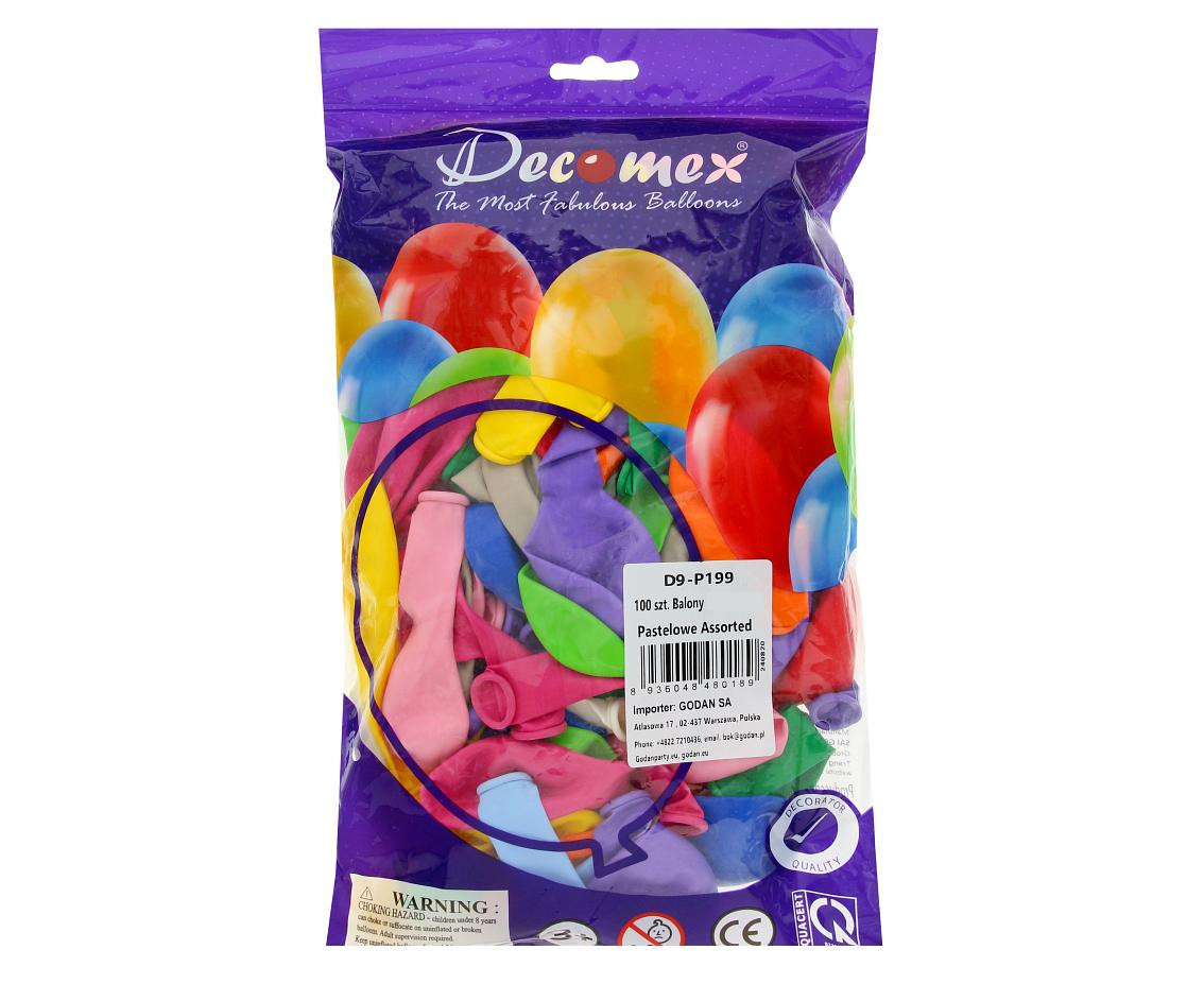 Balloons Decomex 9", pastel mix, 100pcs