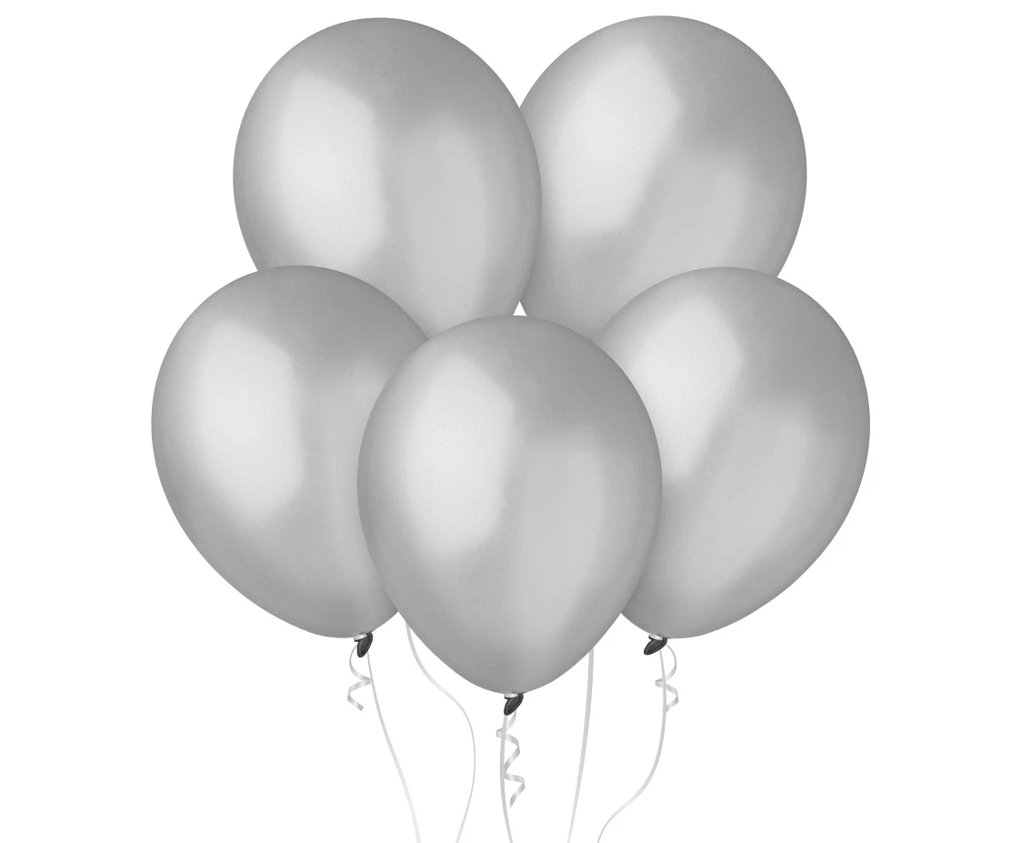 Balloons Decomex 11", metallic silver, 100pcs
