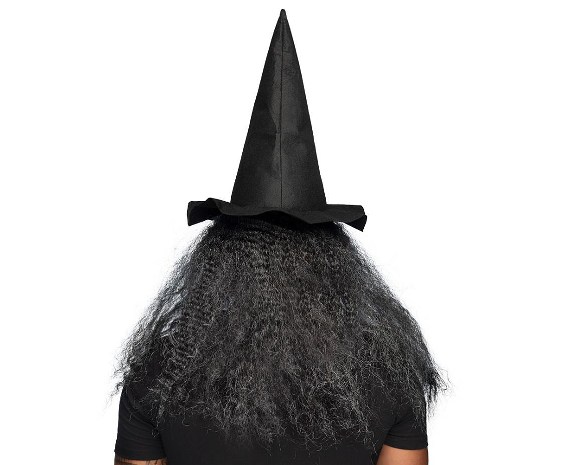 Latex head mask Witch Lucinda with hair and witch hat