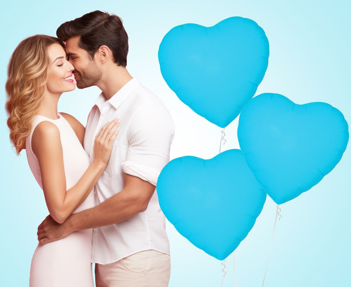 Foil balloon Heart 18“ neon blue