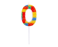 Pick blocks candle digit 0, multicolor, total length 10,5 cm