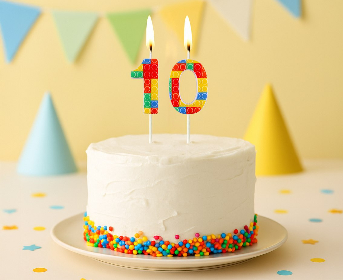 Pick blocks candle digit 1, multicolor, total length 10,5 cm