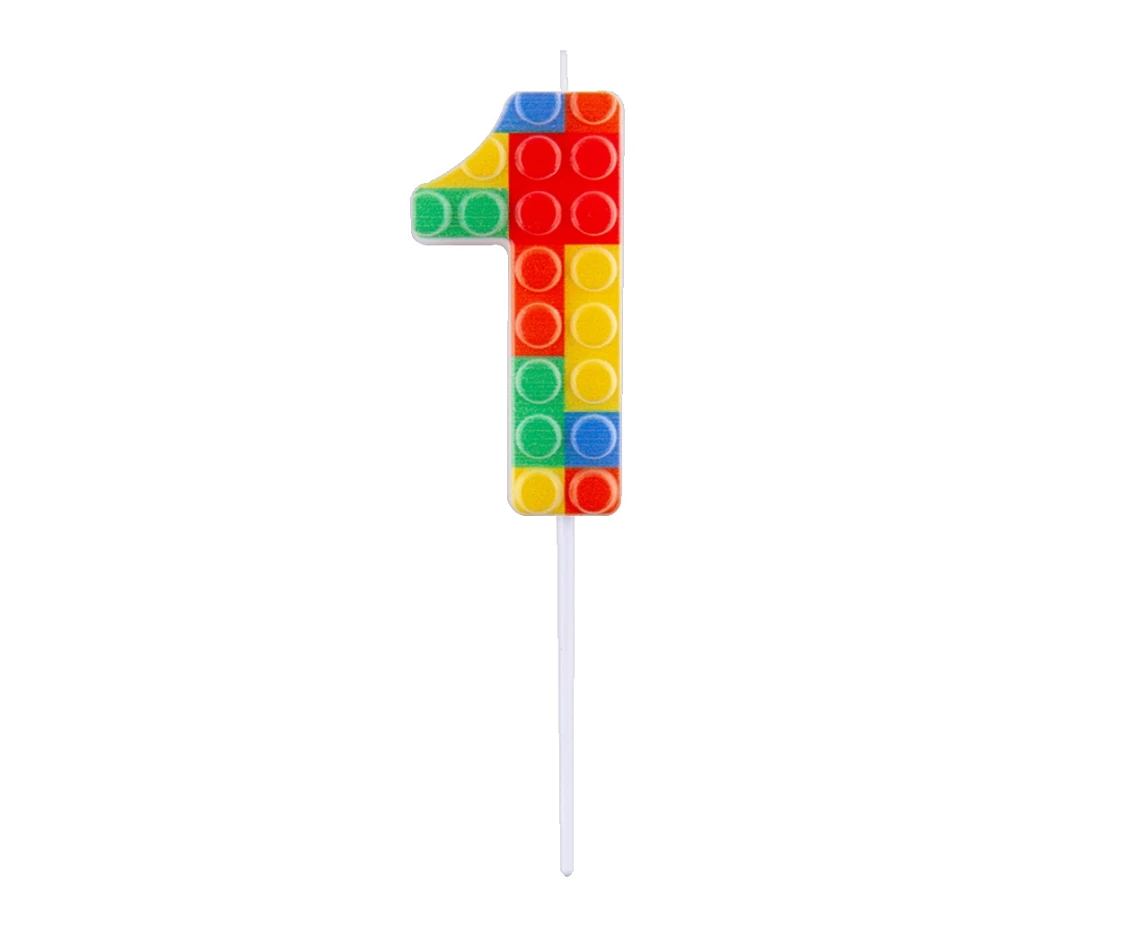Pick blocks candle digit 1, multicolor, total length 10,5 cm