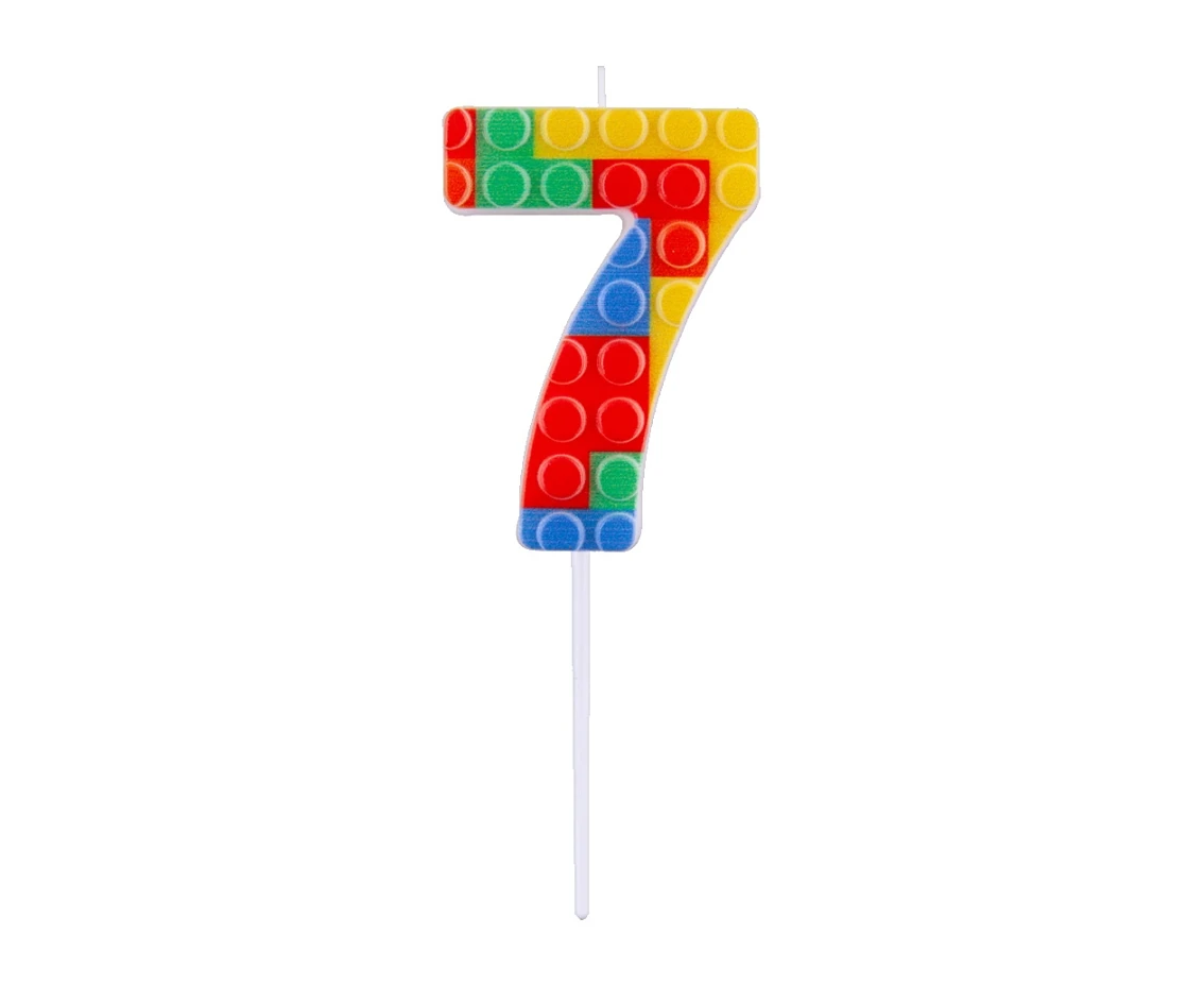 Pick blocks candle digit 7, multicolor, total length 10,5 cm