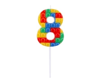 Pick blocks candle digit 8, multicolor, total length 10,5 cm
