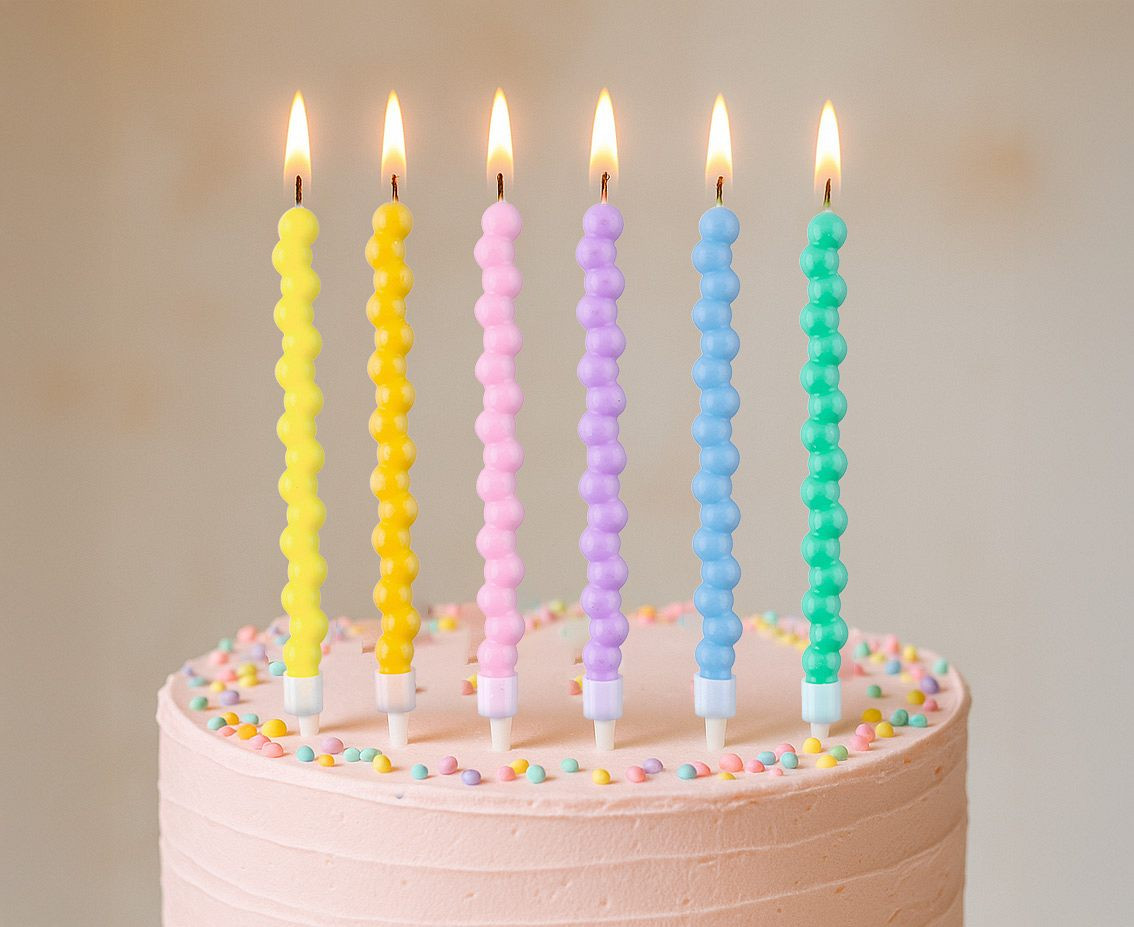 Macaron Ball candles , multicolor, 11,5  cm, 6 pcs.
