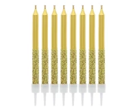 Taper candles metallic-glitter, gold, 6 x 0.5 cm, 8 pcs