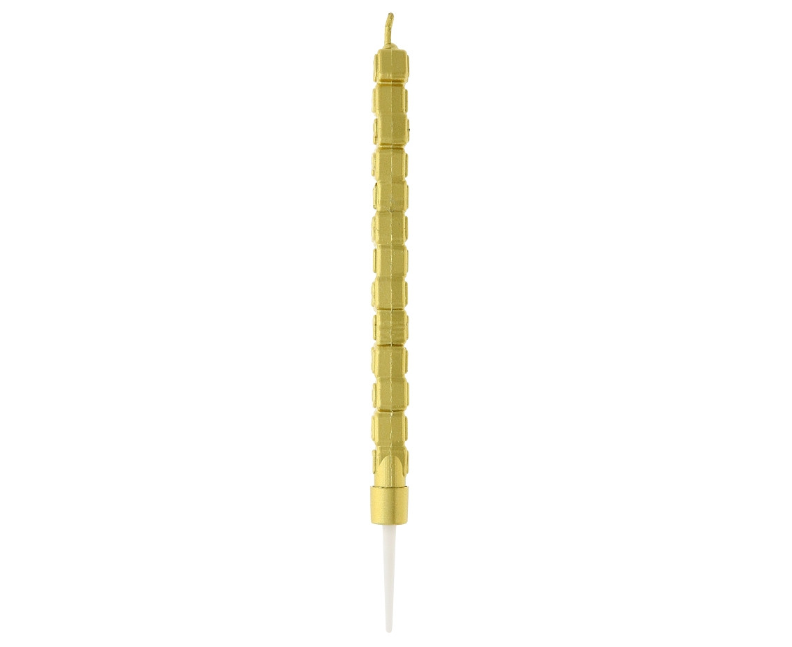 Taper candle Happy Birthday, metallic gold, 11,5 cm, 1 pc