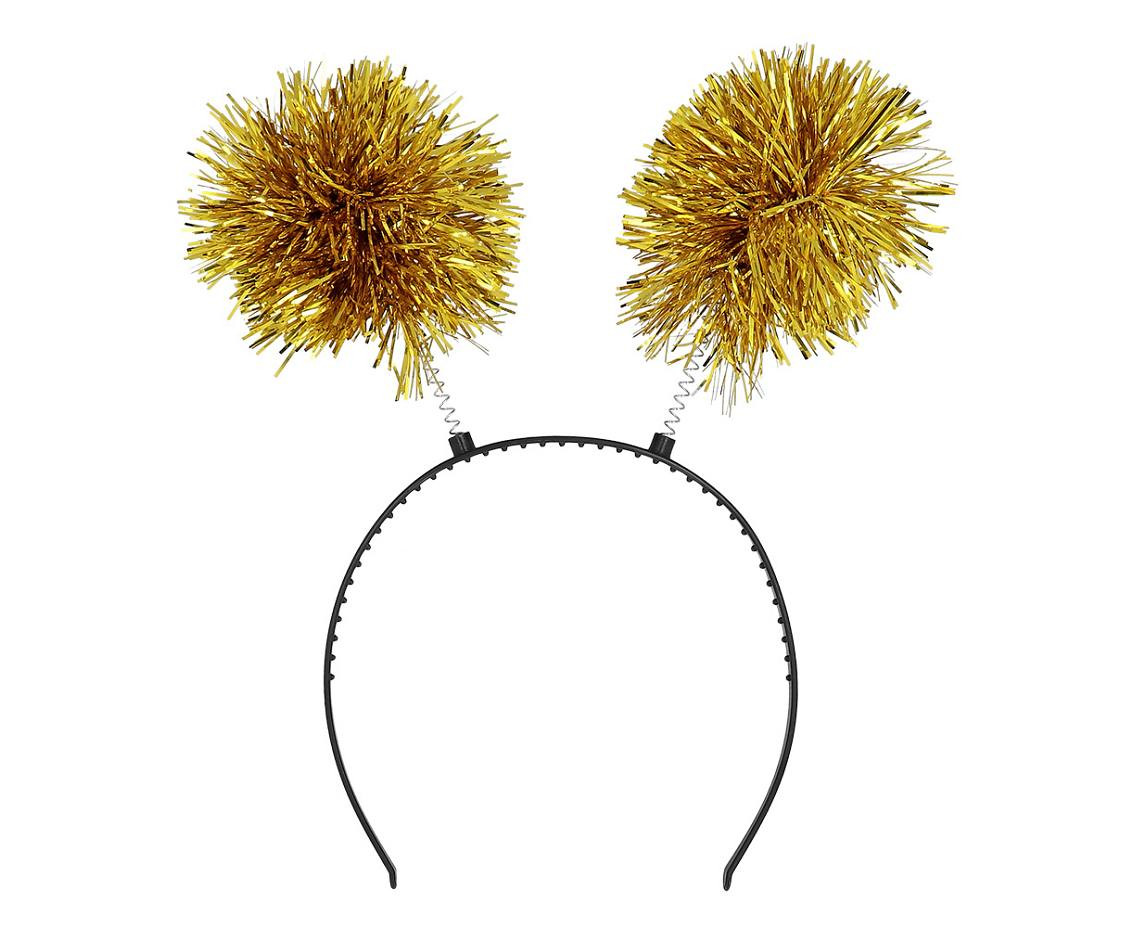 Diadem Tinsel pompoms gold