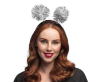 Diadem Tinsel pompoms silver