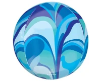 Foil balloon ORBZ - blue macro marble ball (packed) EOL