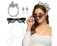 Set 50's (scarf, party glasses, necklace, bracelet)