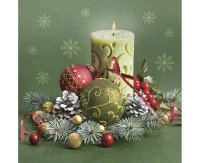 POLMAK Paper napkins Ornate Candle & Bauble Composition, 33x33 cm, 20 pcs