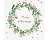 POLMAK Paper napkins Merry Christmas with Wreath, 33x33 cm, 20 pcs