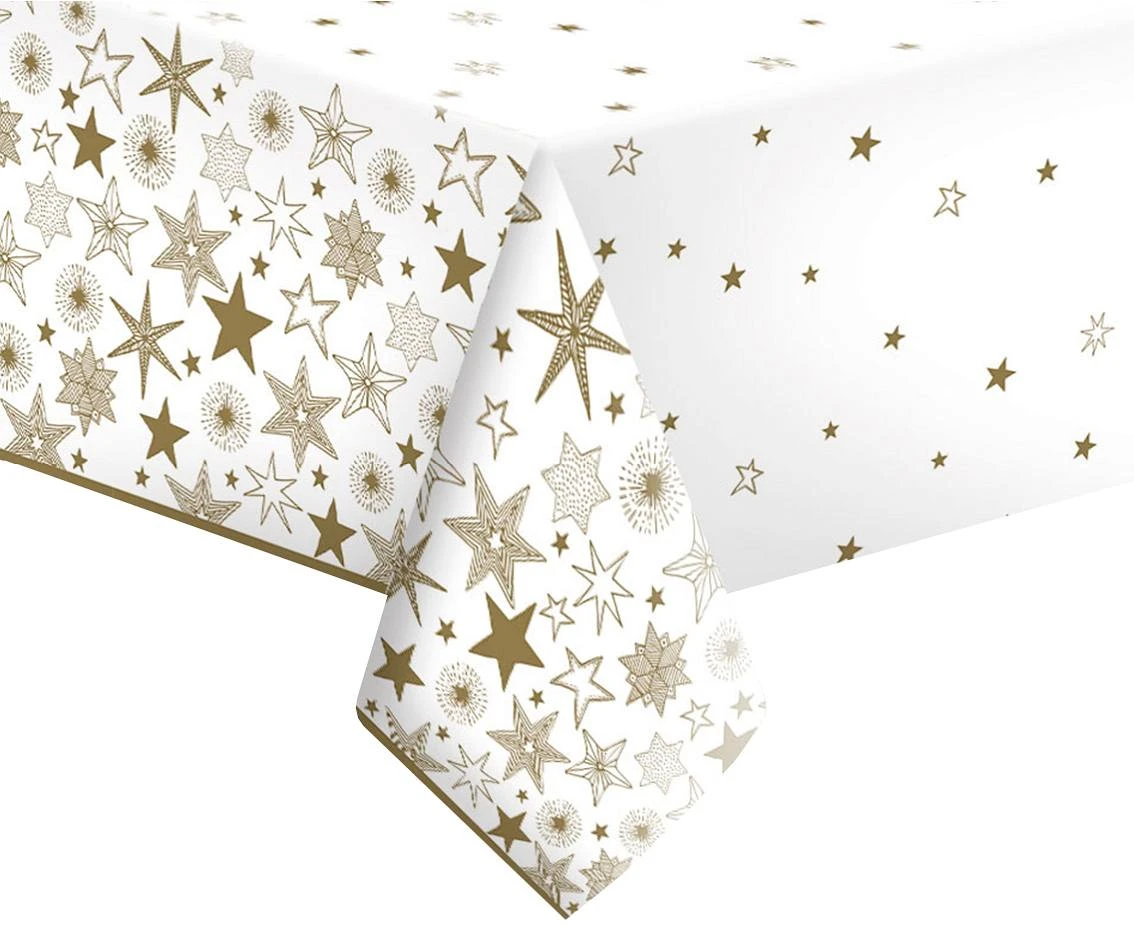 POLMAK Paper table cloth Gold Stars, 120x 180 cm, 1 pc