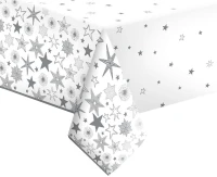 POLMAK Paper table cloth Silver Stars, 120 x 180 cm, 1 pc