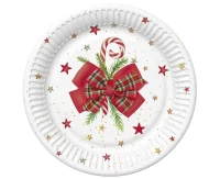 POLMAK Paper table cloth Checked Bow with Candy Cane, 120 x 180 cm, 1 pc