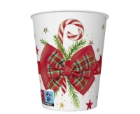 POLMAK Paper cups Checked Bow with Candy Cane, 250 ml, 8 pcs