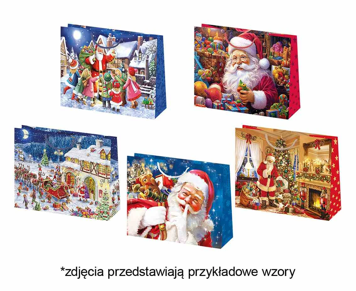POLMAK Paper bags Christmas mix,  38 x 29 x 10 cm, 1 pc.