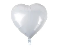 Heart shaped foil balloon, solid white color, 18"/100 pcs.