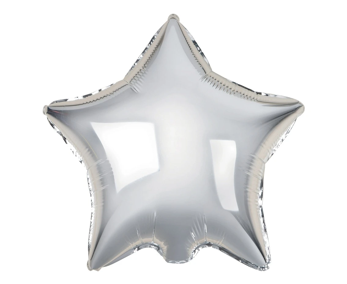 Star shaped foil balloon, solid silver color, 18"/100 pcs.
