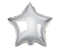 Star shaped foil balloon, solid silver color, 18"/100 pcs.