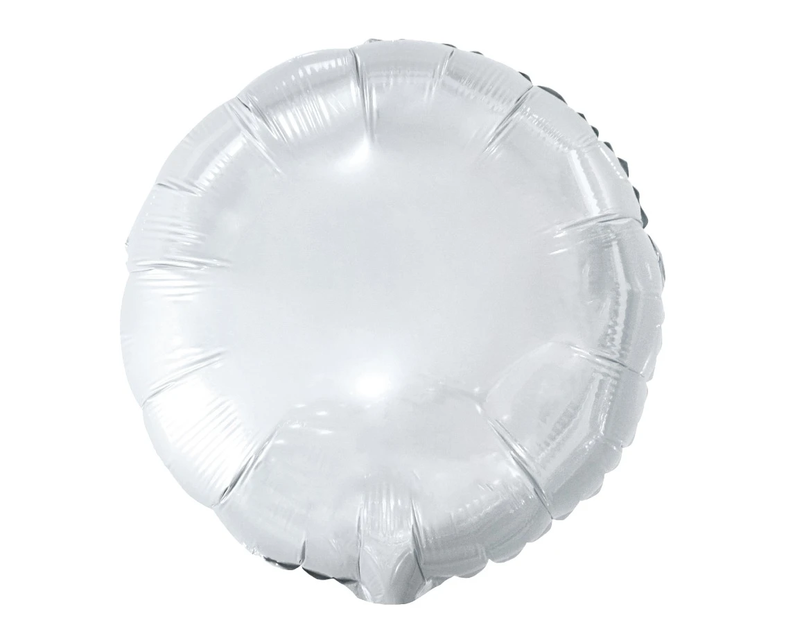 Round shaped foil balloon, solid white color, 18"/100 pcs.