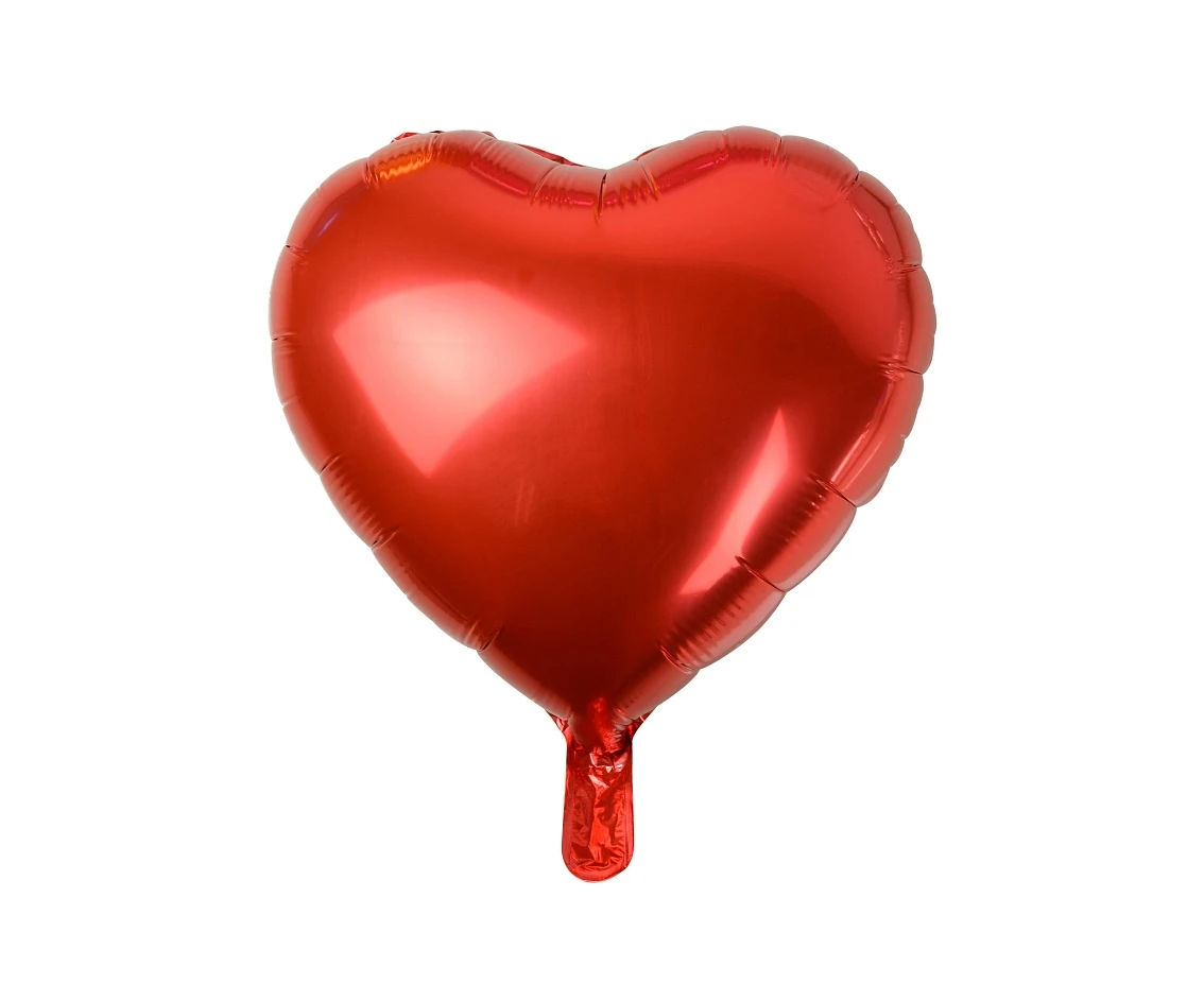 Heart shaped foil balloon, solid red color, 10"/100 pcs.