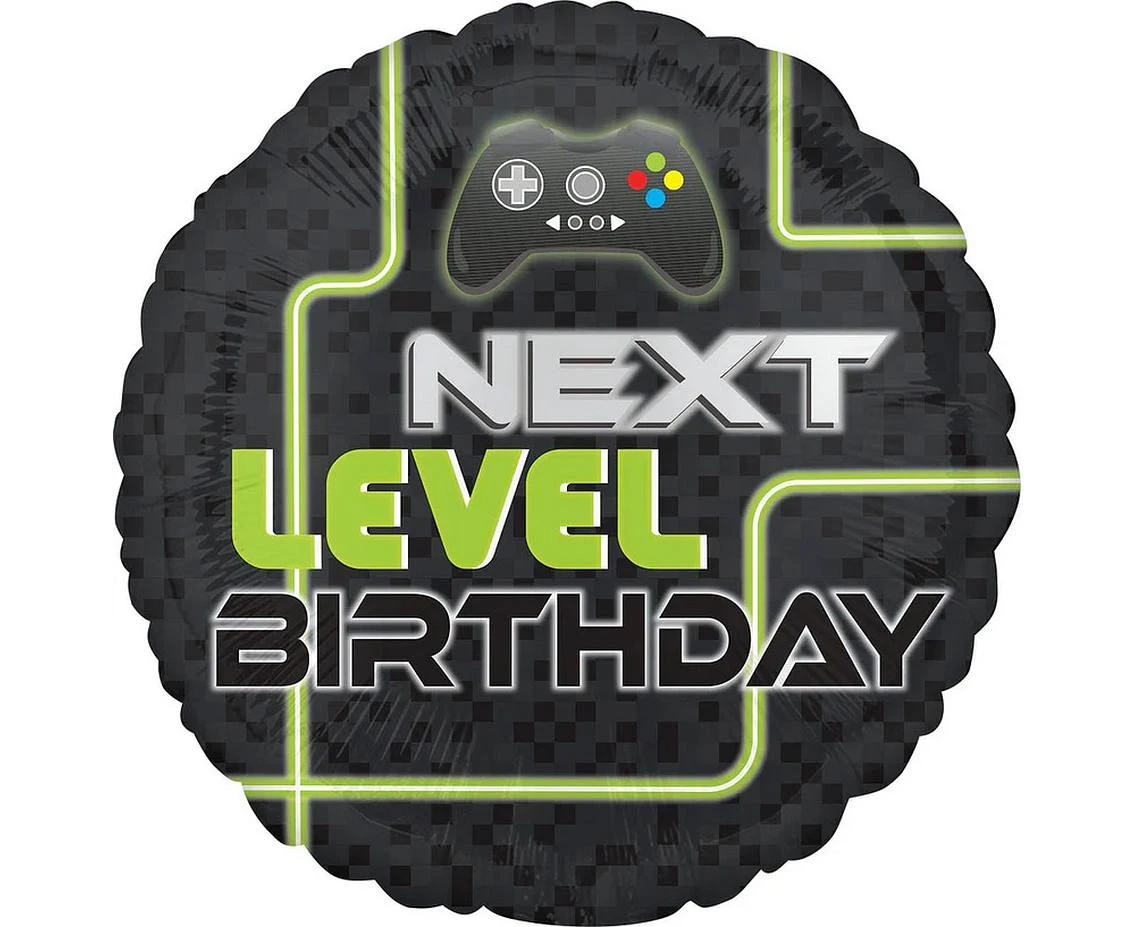 Foil balloon Level Up Birthday, 46 cm EOL