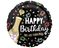 Foil balloon 18" CIR - Happy Birthday Gold Bubbly EOL