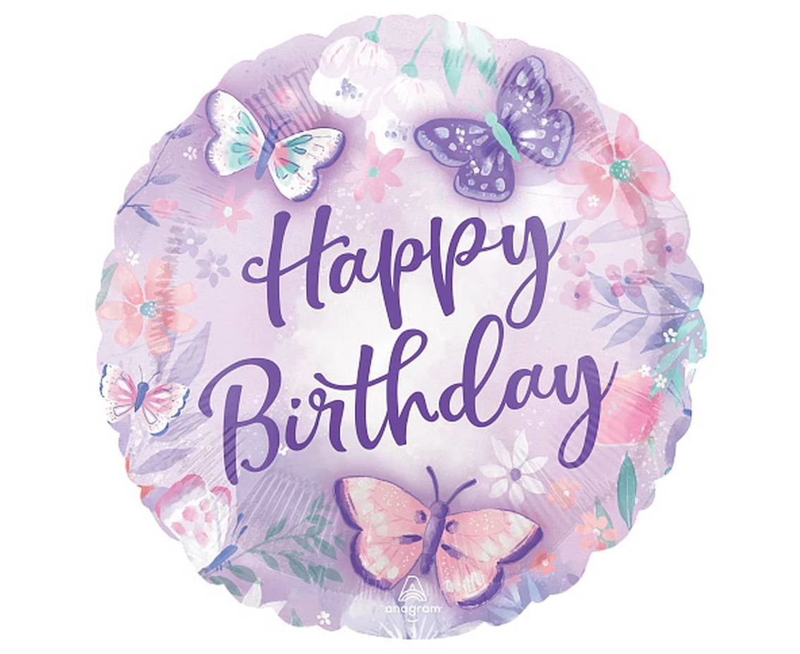 Foil balloon 18" CIR - Flutter Happy Birthday EOL