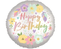 Foil balloon Boho Bday Satin Flowers, 46 cm EOL