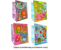 Decorative gift bag animals, wide bottom 30x38x12cm p12, mix, 1 pcs.