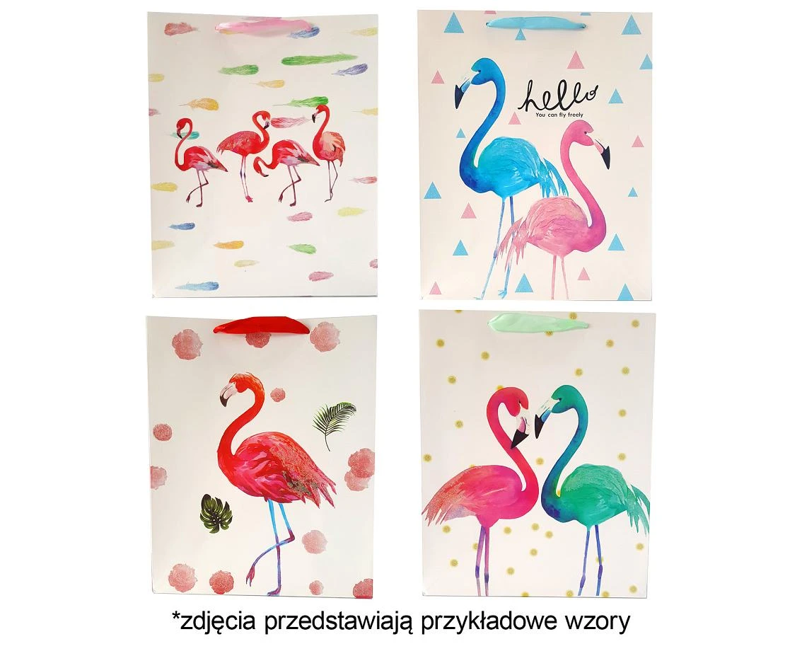 Decorative gift bag flamingos 31x42x12cm p12, mix, 1 pcs.