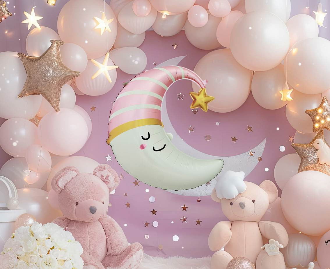 Foil balloon Moon (pink cap), 56x68 cm