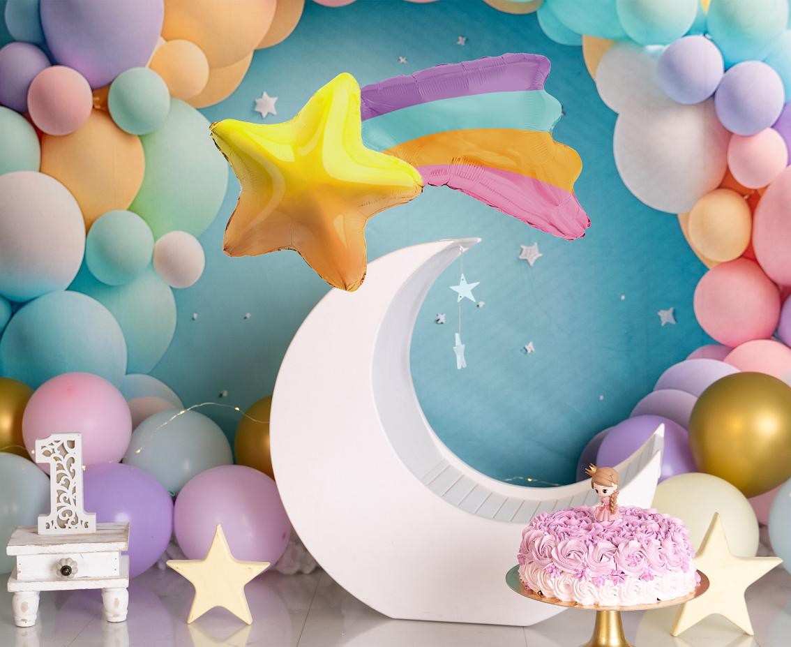 Rainbow Comet Foil Balloon, 75x56 cm