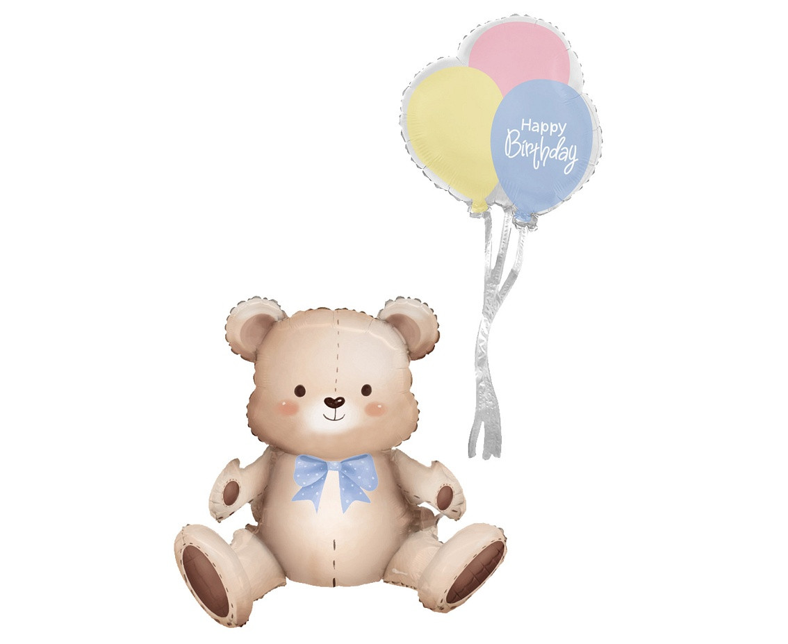 Foil balloon Teddy bear with balloons, 41x76x31 cm